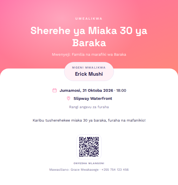 Birthday — Glossy Gradient — mfano wa kadi ya mialiko ya KadiX