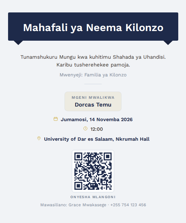Graduation — Ribbon Plaque — mfano wa kadi ya mialiko ya KadiX