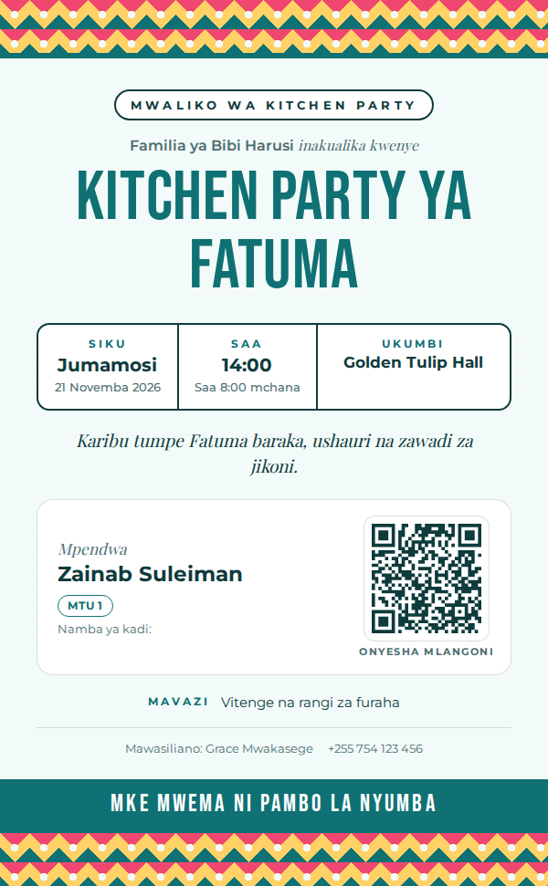 Kitchen Party — Kitenge (Teal & Pink)