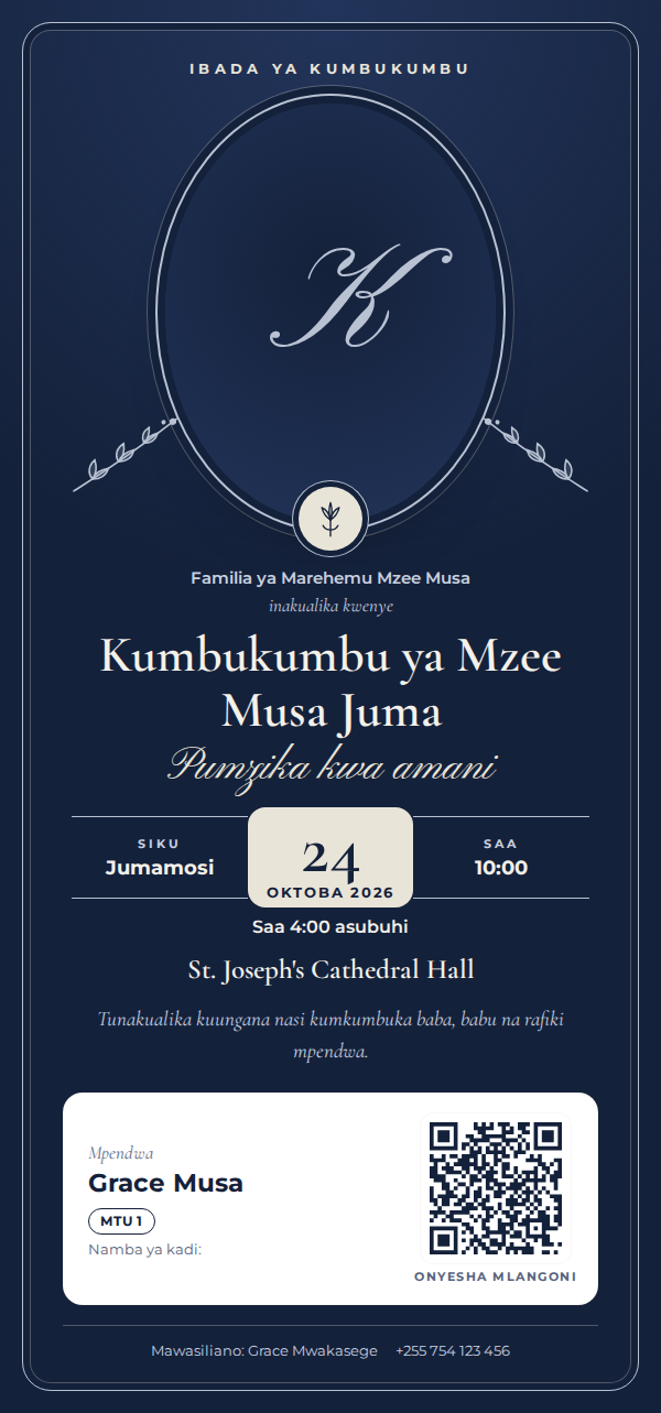 Kumbukumbu — Picha ya Mpendwa (Navy)