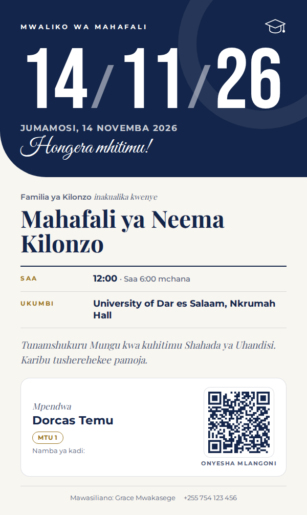 Mahafali — Tarehe Kubwa (Navy & Gold)